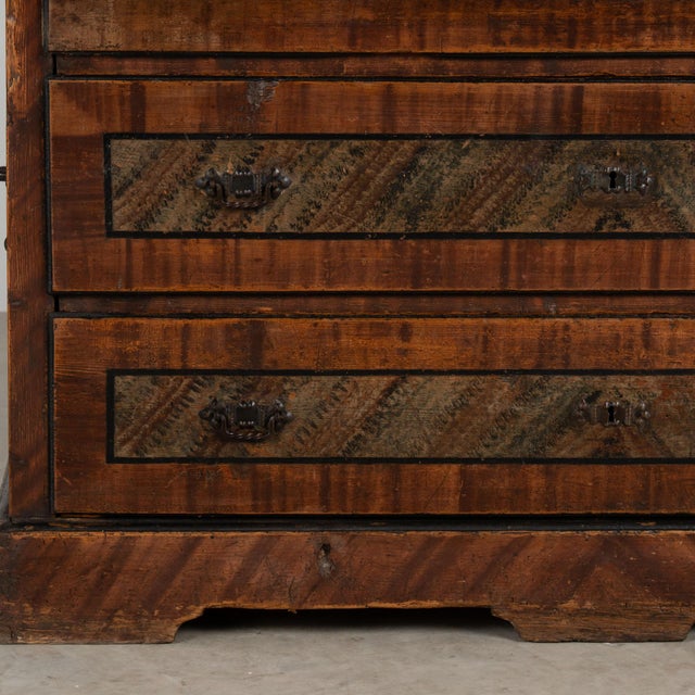 19th Century Original Hand Painted Large Chest of Three Drawers From Hungary For Sale - Image 13 of 18
