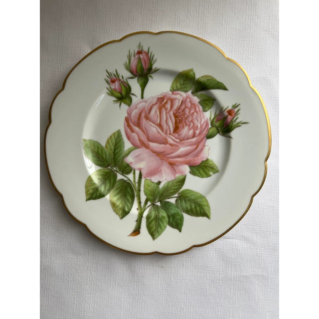 Shabby Chic Vintage Mid 20th Century Hand Painted Pink Cottage Roses Porcelain Plates - a Pair For Sale - Image 3 of 8