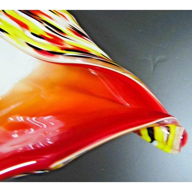 1950s Murano Art Glass Vibrant Confetti Handblown Scalloped Rim Centerpiece Bowl For Sale - Image 17 of 17