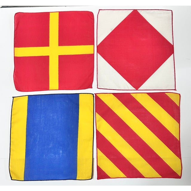 Traditional Vintage Leacock Nautical Naps Signal Flag Cocktail Napkins by Dessin Deux, Set of 11 For Sale - Image 3 of 11