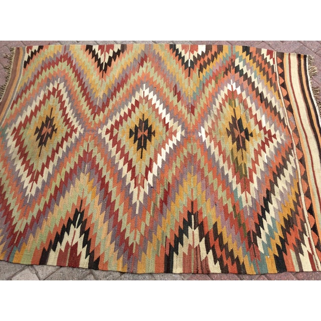 1960s Vintage Turkish Kilim Rug - 58" X 76" For Sale - Image 5 of 11