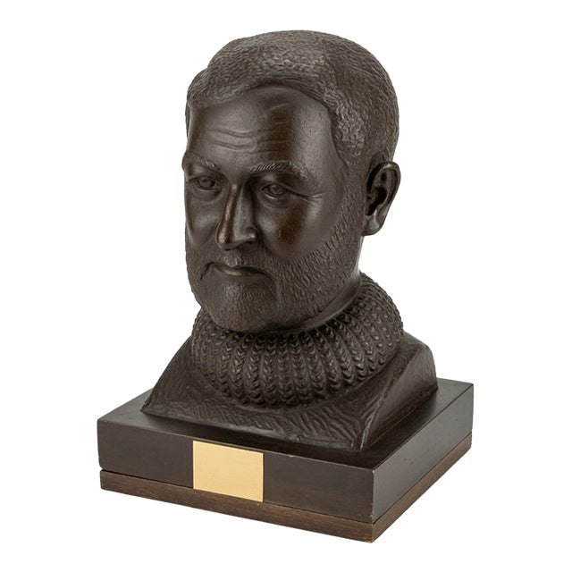 Ernest Hemmingway Ceramic Bust 1966 Signed For Sale