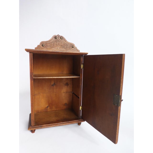 Wood Art Nouveau Small Wooden Cabinet with Bronze Ornaments & Carved Details For Sale - Image 7 of 11