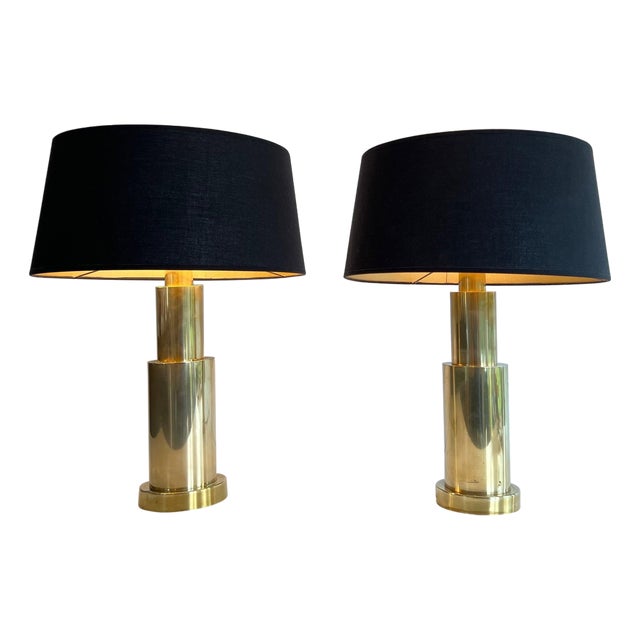 1970s Mid Century Modern Brass Desk Lamps - a Pair For Sale
