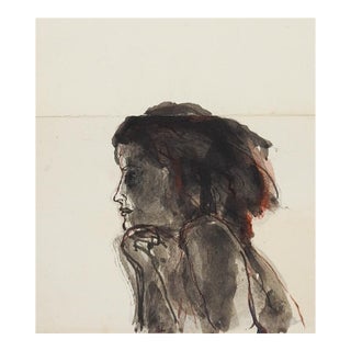 Early 20th Century Ink Wash Study of Woman Painting For Sale