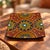 Striking hand-painted ceramic art plate by Kepingke Art, dated 2006, featuring an intricate all-over dot and geometric...
