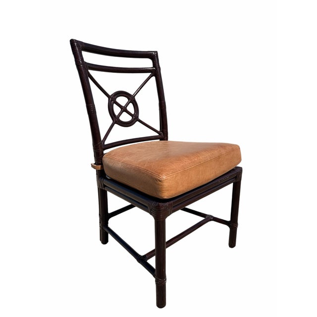 Late 20th Century McGuire Rattan Target Back Dining Chairs Set of 8 For Sale In Chicago - Image 6 of 10