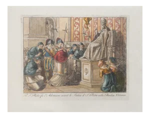 Bartolomeo Pinelli, The Holy Father, Adoration, Etching, 1850