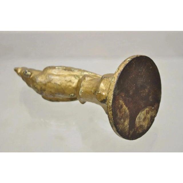 Antique Art Deco Cast Iron Gold Painted 7" Cockatoo Parrot Figurine Doorstop For Sale - Image 9 of 9