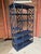 Vintage Turtle and Crane Bespoke Rattan Lapis Trellis Etagère | Hollywood Regency Chippendale Bookcase For Sale - Image 9 of 12