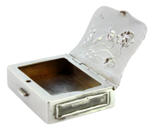 Silver Matchbox with Floral Reliefs and Opening Application