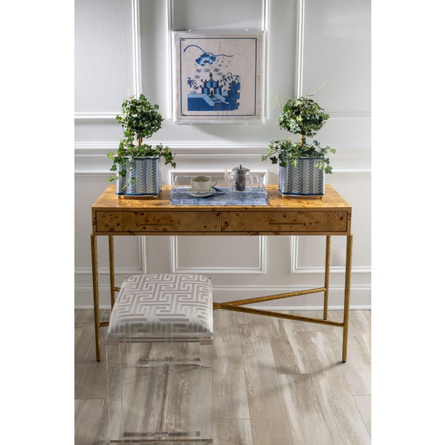 Not Yet Made - Made To Order Glencoe Paros Greek Key Lucite Bench For Sale - Image 5 of 6