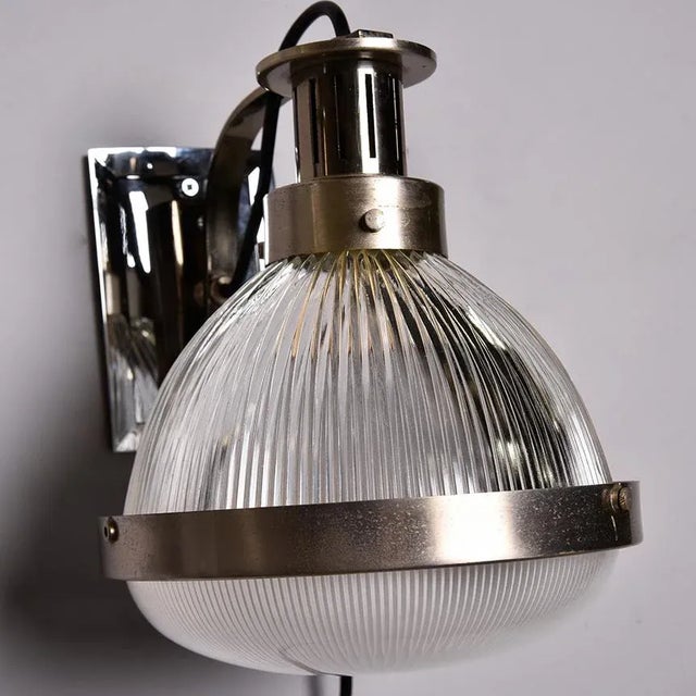 Vintage English Industrial Chrome and Glass Sconces - Pair For Sale - Image 9 of 10