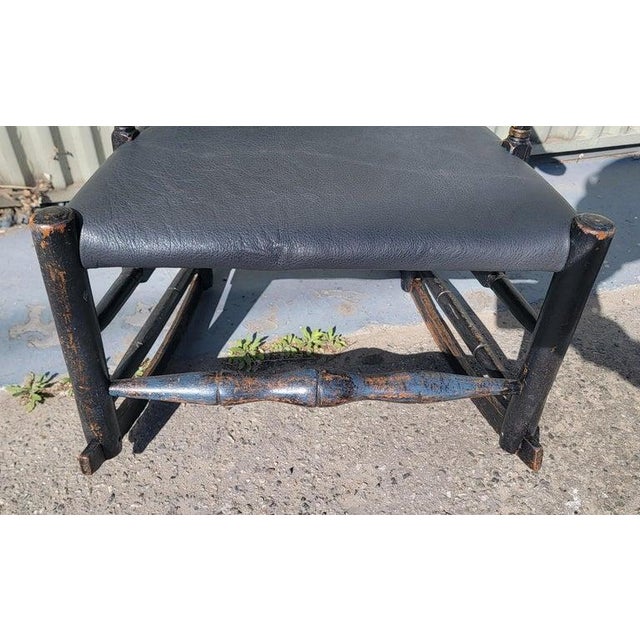 19Thc Early Original Black Painted Ladder Back Rocking Chair For Sale In Los Angeles - Image 6 of 11