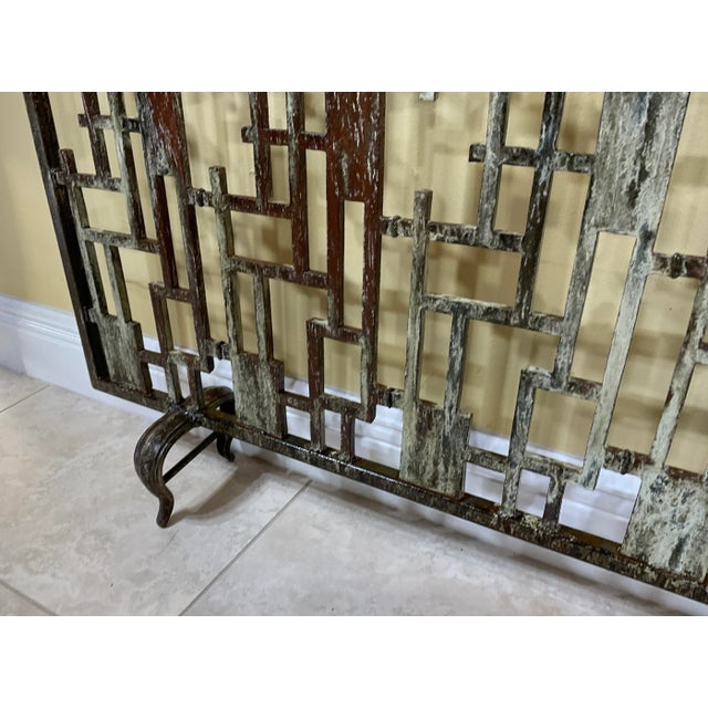 Gray Cast Iron Cityscape Fireplace Screen For Sale - Image 8 of 10
