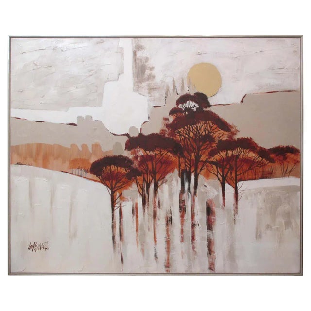 Mid 20th Century "Sunrise" Abstract Landscape Lee Reynolds Painting, Framed For Sale - Image 12 of 12