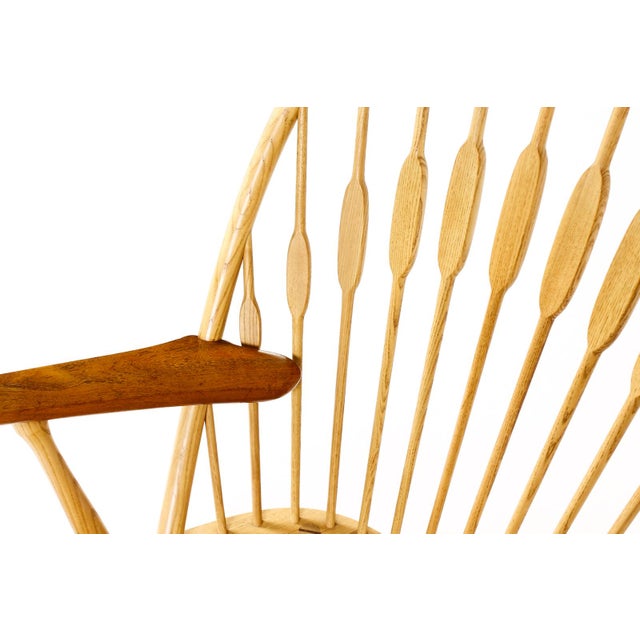 Brown 1960s Danish Modern Mid Century Peacock Lounge Armchair– Hans Wegner for Johannes Hansen — Ash + Teak For Sale - Image 8 of 12