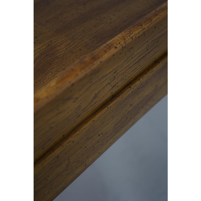 Drexel Oak Rustic Square Brass Band Lamp Table For Sale - Image 11 of 12