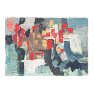 'Abstract in Scarlet & Gray' by Renn Zaphiropoulos, 1964, Post-Painterly Abstraction, Large American Oil