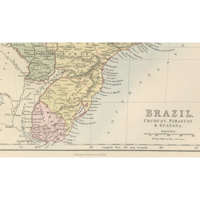 Antique Brazil Map, 1884 For Sale - Image 4 of 9