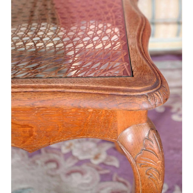 2000 - 2009 Oak Coffee Table with Wickerwork For Sale - Image 5 of 6