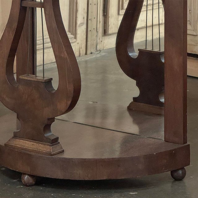 Empire Demilune Lyre Console in Mahogany With St. Anne Marble Top For Sale - Image 11 of 18