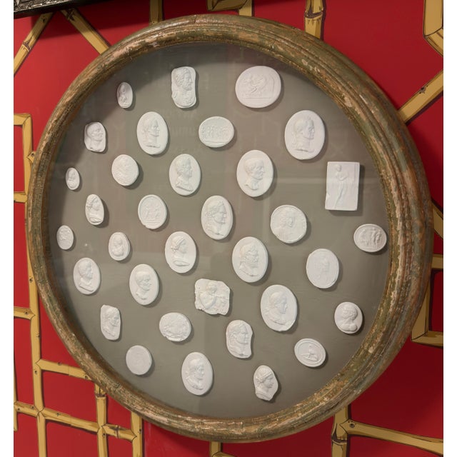 Framed Grand Tour Style Plaster Intaglio Cameos in Antique Frame For Sale - Image 4 of 6