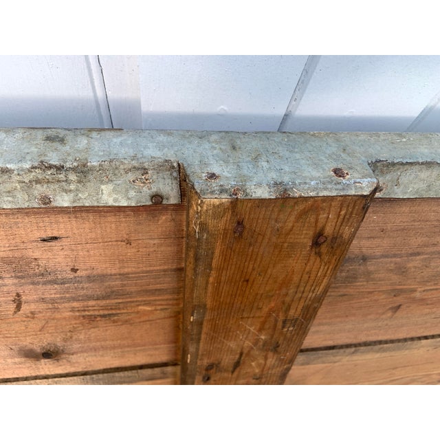 Large Vintage Metal-Topped Rustic Wood Garden Potting Trestle Table For Sale - Image 9 of 15