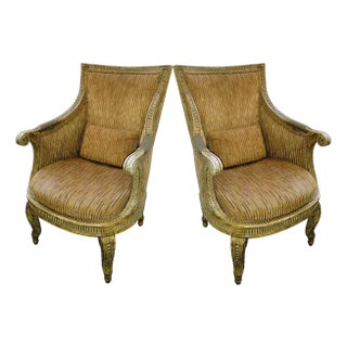 Elevate Your Living Space With a Pair of Rare French Neoclassical Design Louis XVI Style Bergères For Sale