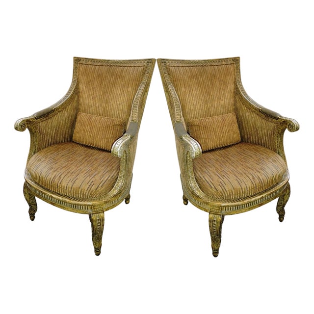 Elevate Your Living Space With a Pair of Rare French Neoclassical Design Louis XVI Style Bergères For Sale