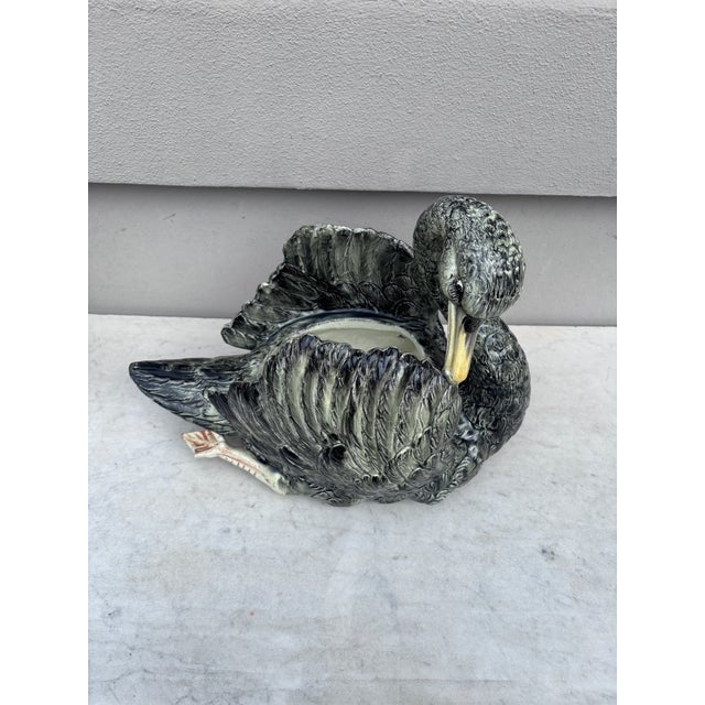 Black Rare Black Majolica Swan Jardiniere Jerome Massier, Circa 1900 For Sale - Image 8 of 9