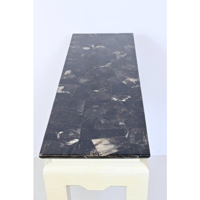 White Karl Springer Style Asian Motif Horn & Bone Console Table, 1980's For Sale - Image 8 of 13