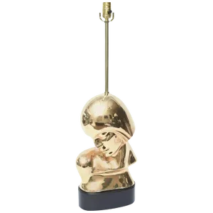 Vintage Sculptural Art Deco Gold-Plated Ceramic, Brass and Ebonized Wood Lamp