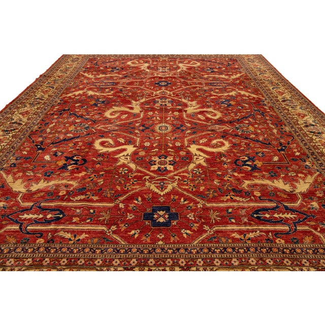 Textile Modern Red Serapi-Style Wool Rug With Allover Design For Sale - Image 7 of 9