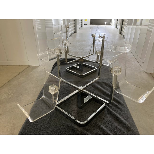 Mid-Century Lucite and Chrome Hat Display Stands- a Pair For Sale - Image 6 of 13