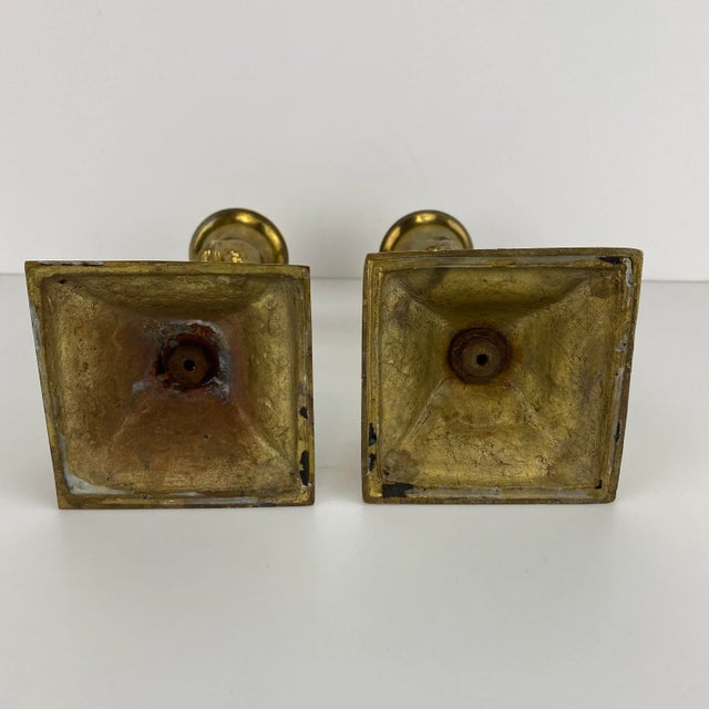 Brass 1960s Brass Ram Head Candlesticks - a Pair For Sale - Image 8 of 9