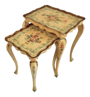 1950s Florentine Painted Nesting Tables, Pair