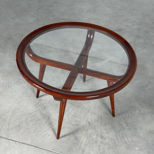 1950s Round Walnut Coffee Table by Nicolay Diulgheroff, Italy, 1950s For Sale - Image 5 of 15