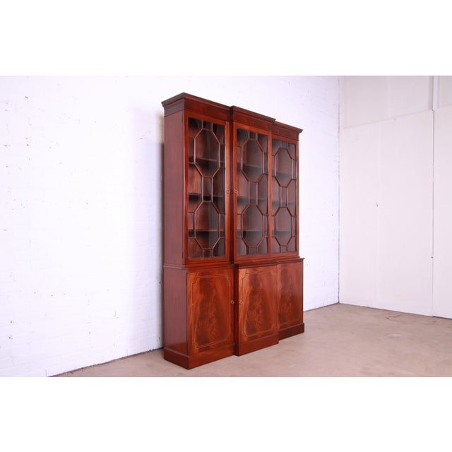 Baker Furniture Flame Mahogany Breakfront Bookcase