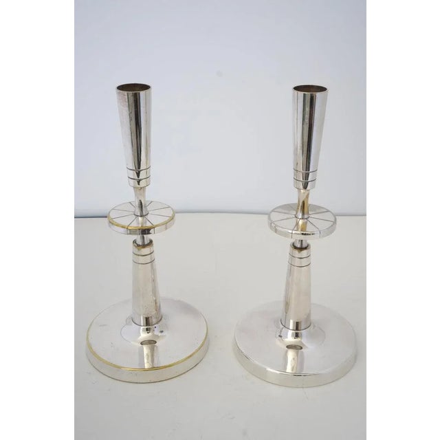 Mid 20th Century Silverplate Candlesticks Tommi Parzinger - A Pair For Sale - Image 5 of 17