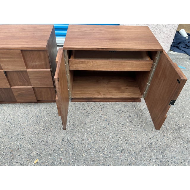 Wood Mid Century Brutalist Style Nightstands - Pair For Sale - Image 7 of 17