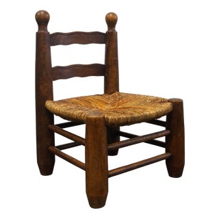 Low Fireplace Chair in French Wood, 1930s For Sale
