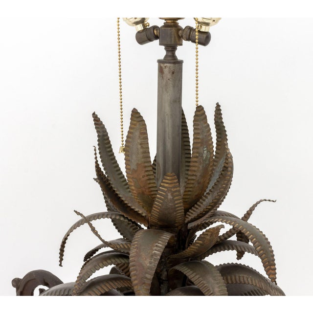 Late 20th Century Maison Jansen Style Cast Palm Leaf Motif Lamp For Sale - Image 5 of 8