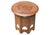 Antique Middle Eastern Circular Carved Table with Repetitive Brass Floral Patterns, 1890s For Sale - Image 3 of 8