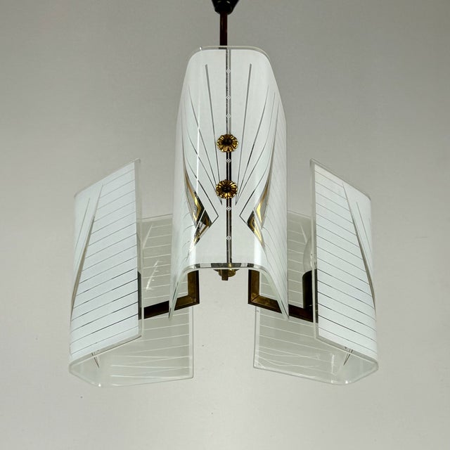 Mid-Century Three Arm Pendant Light, Italy, 1960s For Sale - Image 4 of 9