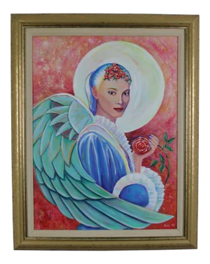 1995 Contemporary Portrait of an Archangel Oil Painting by Cole, Framed