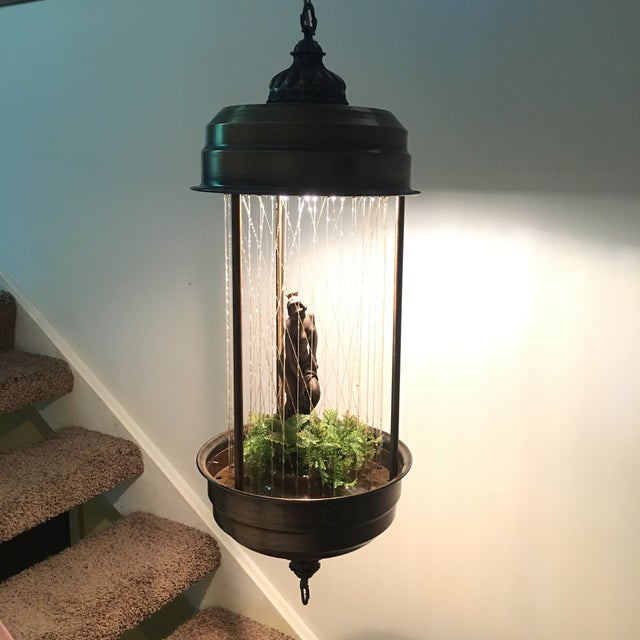 Vintage Swag Oil Rain Lamp With Greek Goddess By Johnson Lighting