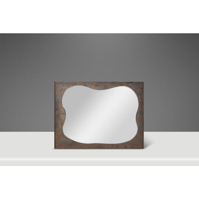 Metal Brutalist Industrial Mirror Cut From Raw Patinaed Architectural Steel by Mark Leblanc for Leblanc Studios, Usa, C. 2024 For Sale - Image 7 of 17