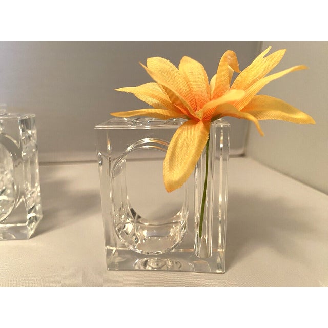 1970s Lillian Vernon Lucite Napkin Rings With Bud Vase (Set of 6) For Sale - Image 4 of 7