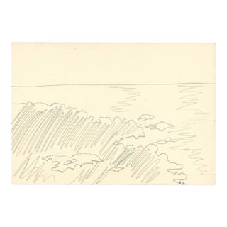1970s Robert Angeloch Coastal Landscape Drawing For Sale